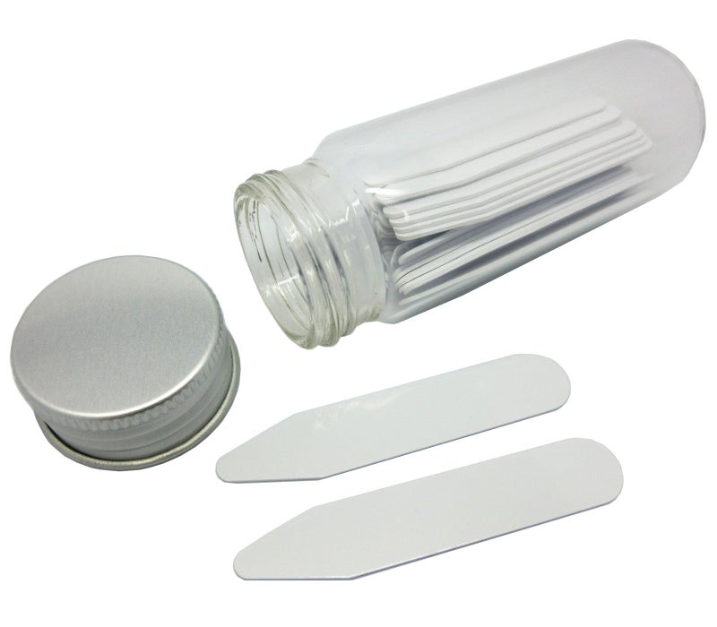 Lary 28 Pcs Plastic Collar Bones Shirt Stays in Glass Bottle Length 2 inches - Image 1